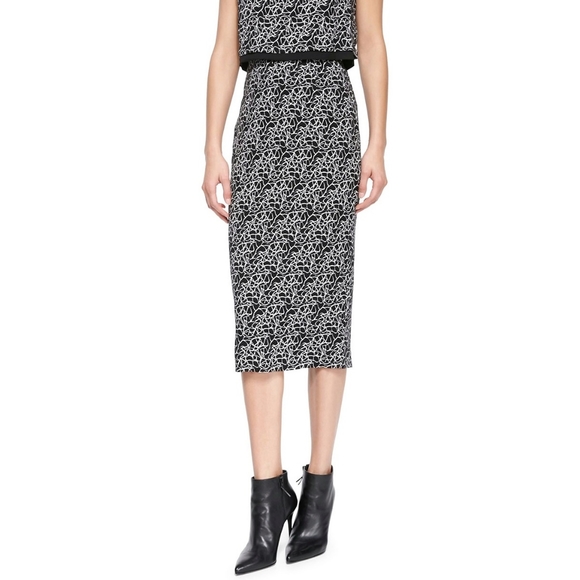 A.L.C. Silk Pencil Midi Skirt Crakle-Print design - Picture 2 of 9